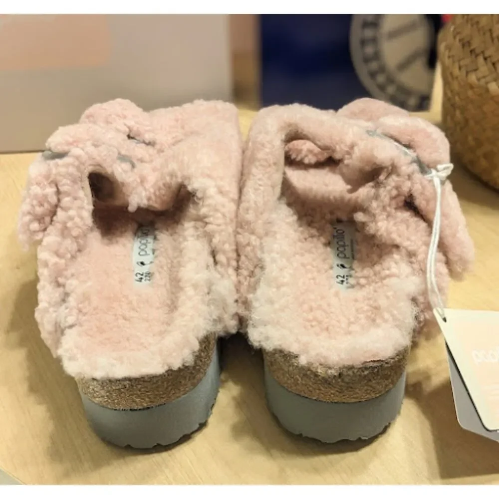 Birkenstock Arizona Crystal Rose Big Buckle Teddy Shearling Sandal EU 42 NIB